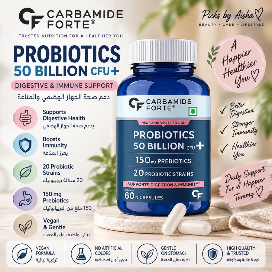 Carbamide Forte Probiotics 50 Billion CFU + 150 mg Prebiotics – 60 Capsules