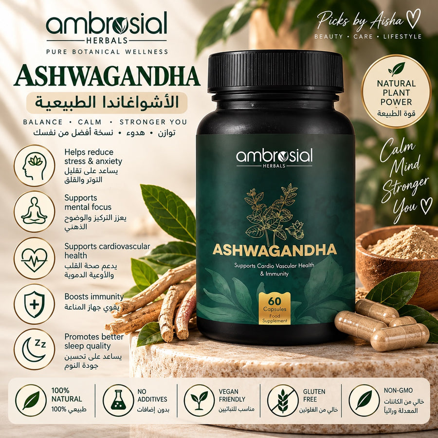 Ambrosial Herbals Ashwagandha – 500 mg, 60 Capsules