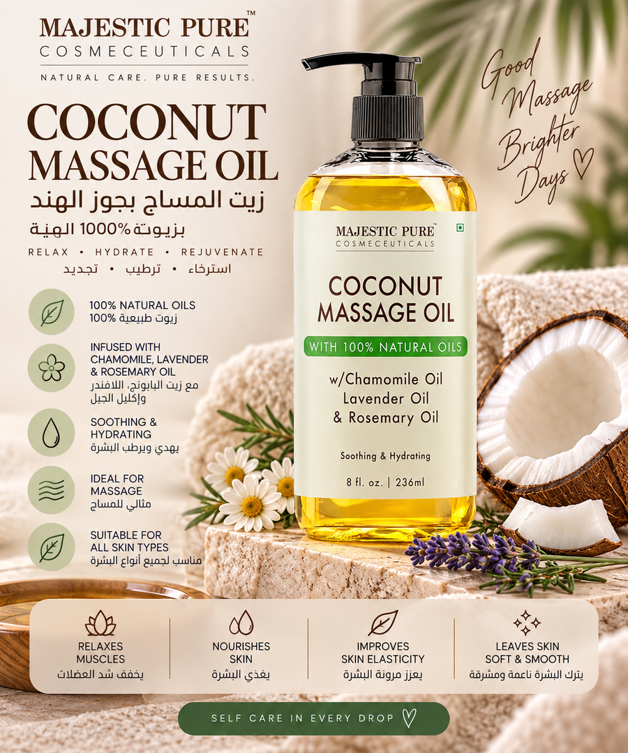 Majestic Pure Coconut Massage Oil – 236 ml
