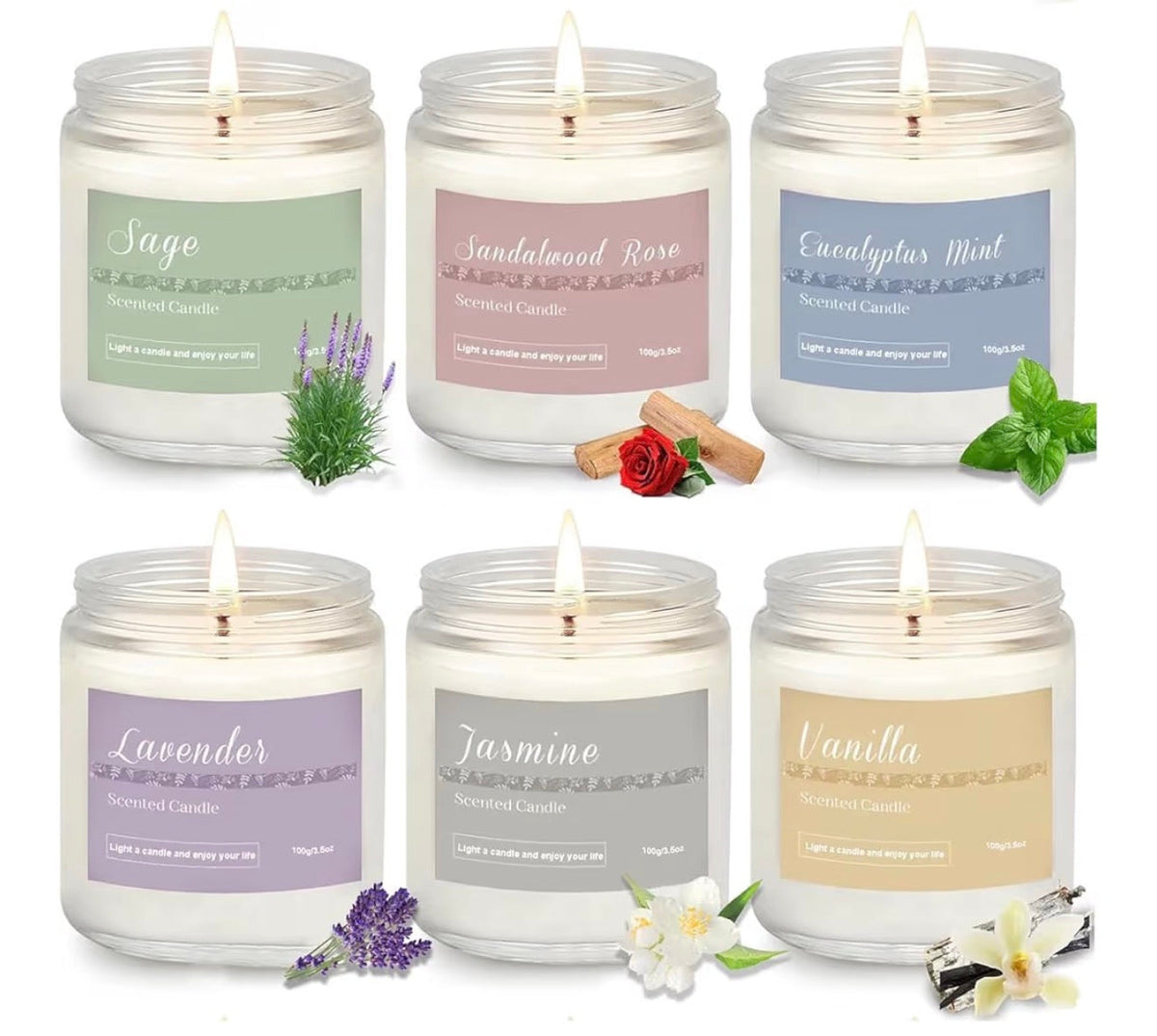 Ricihene Scented Candle Set – 6 Fragrances
