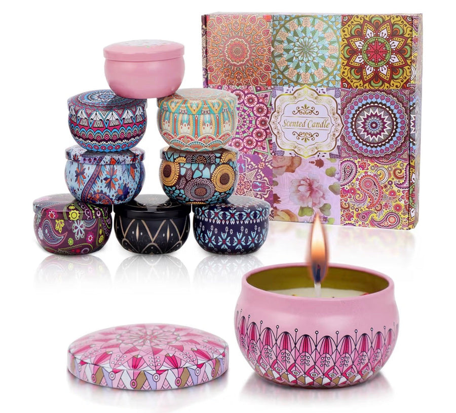Scented Soy Candle Gift Set – 9 Travel Tin Candles