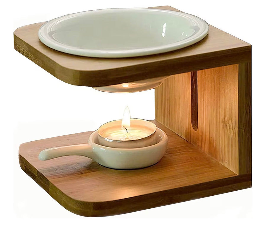 Sengf Ceramic Wax Melt & Essential Oil Burner – Wooden Stand