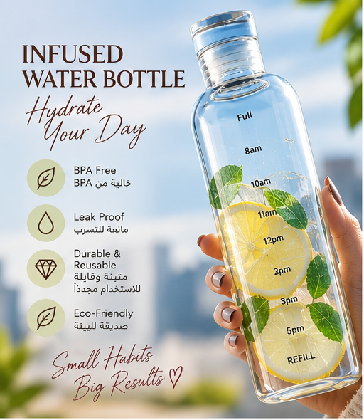 Clear Water Bottle with Time Markers